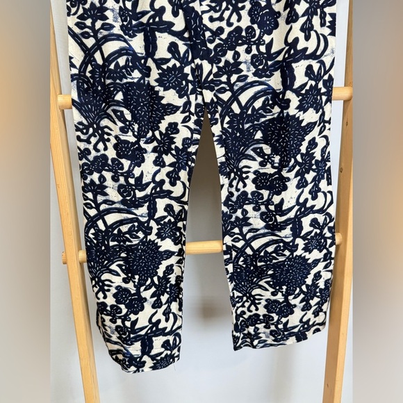 ANN TAYLOR-LOFT Navy and beige floral Marisa linen blend Pants size 6 - Picture 6 of 15